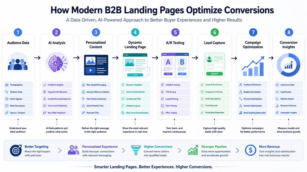 B2B Landing Pages optimization process using AI personalization and campaign data