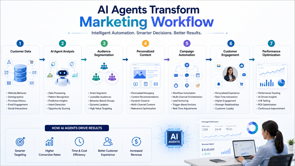 AI Agents in Marketing workflow for campaign automation and personalized customer engagement