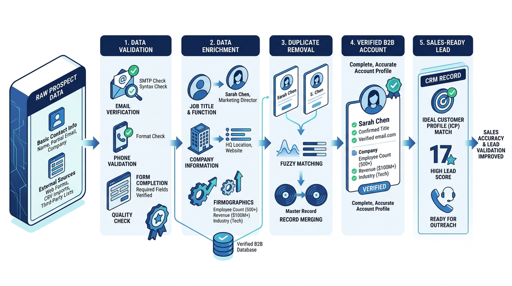 B2B data quality process for validating and enriching sales leads