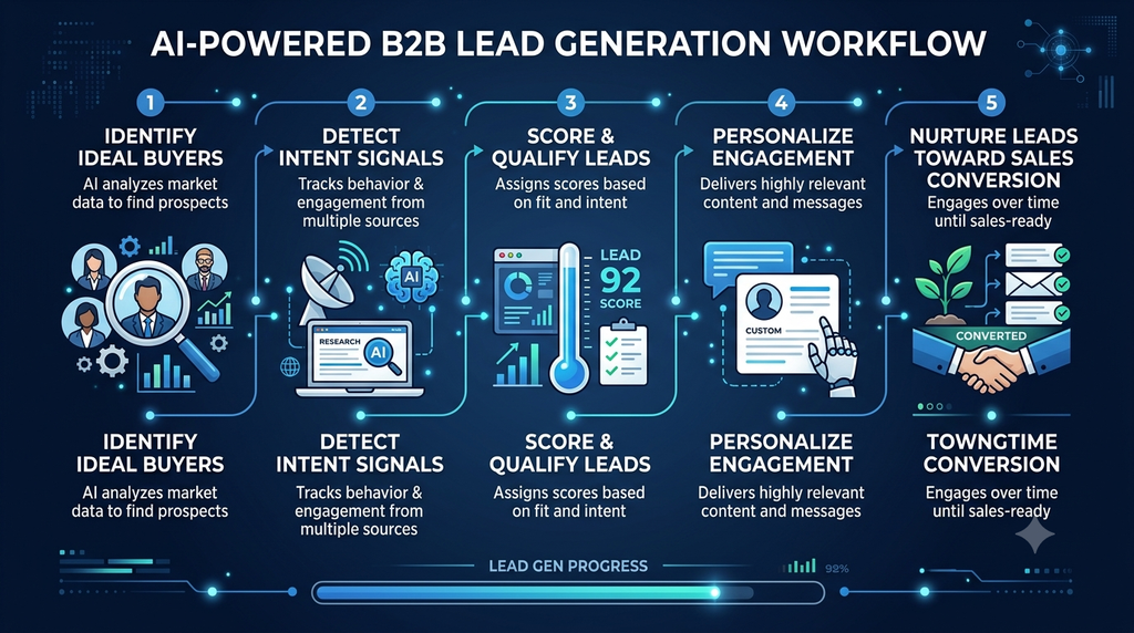 AI-powered lead generation workflow for identifying and converting high-intent B2B buyers